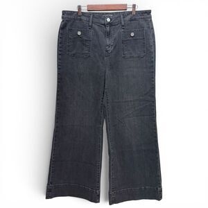 J Crew Wide Leg Jeans Women 32P Gray Sailor '96 Denim Trouser Measured 34x28